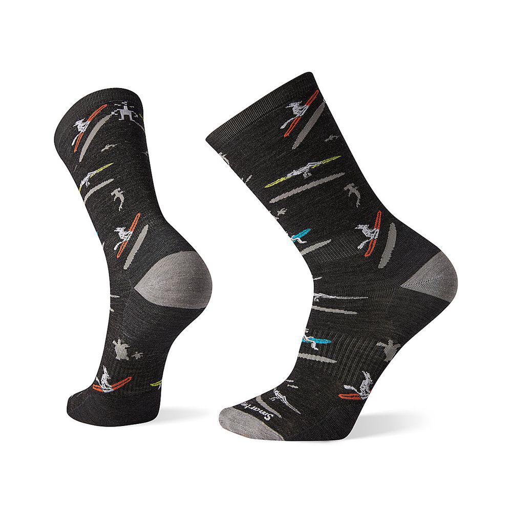 The North Face Smartwool Layered Rib Crew Ανδρικα Κάλτσα - Μαυρα / Ανοιχτο Βαθυ Μπλε (JOGT58391)